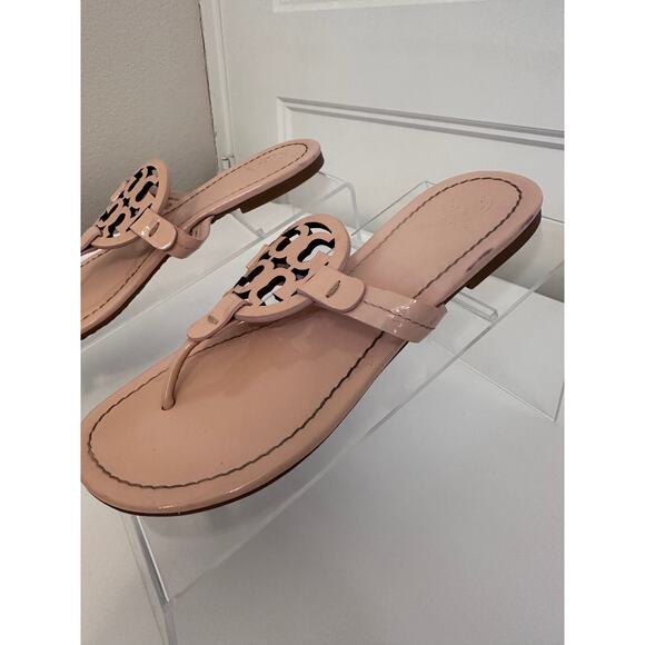 Tory Burch womens size 7.5 Miller Patent Leather Thong Sandals tan nude - Picture 5 of 10